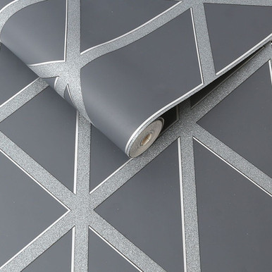 panel glitter geo charcoal wallpaper