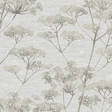 Serene Seedhead Grey Wallpaper