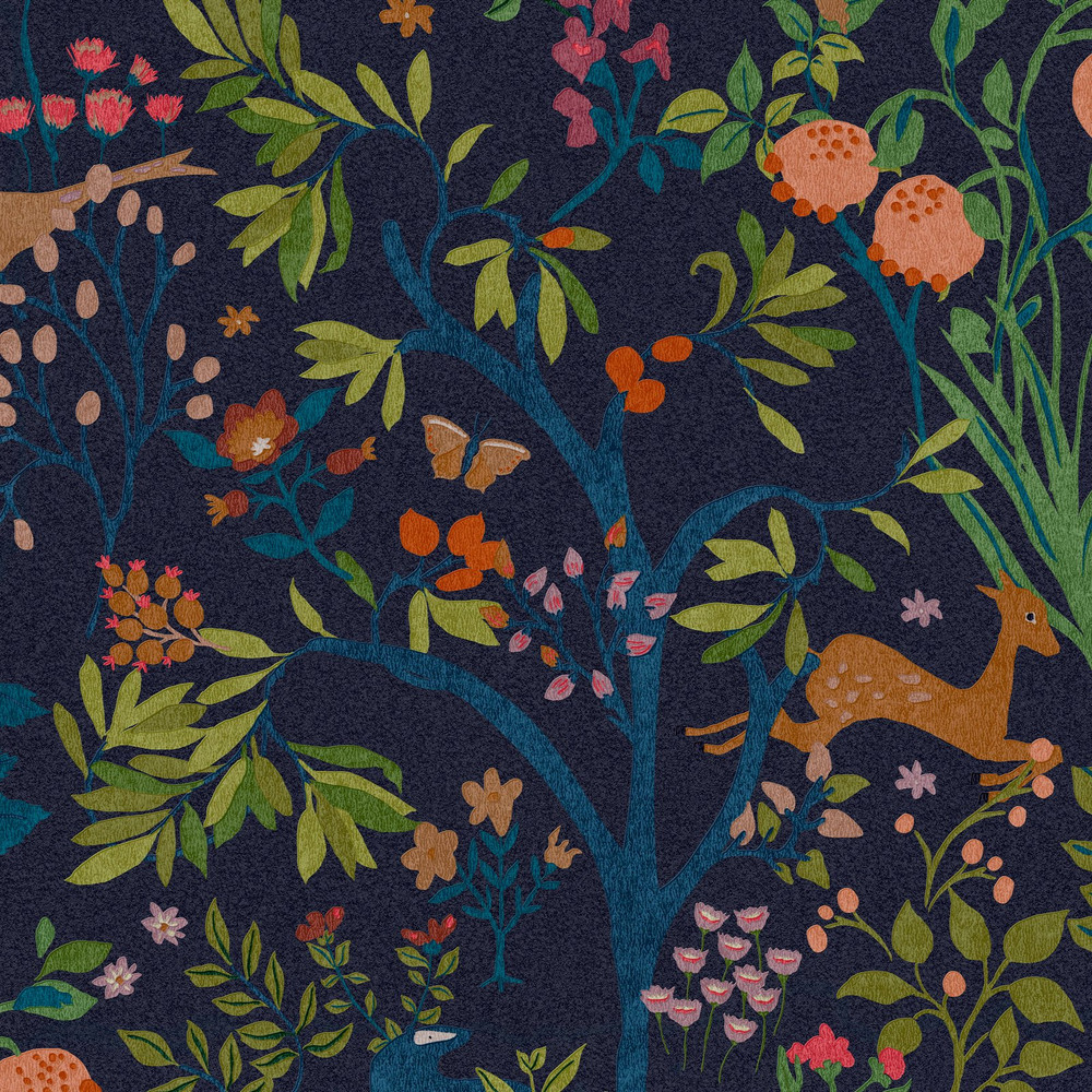 Joules Enchanted Woodland Navy Wallpaper