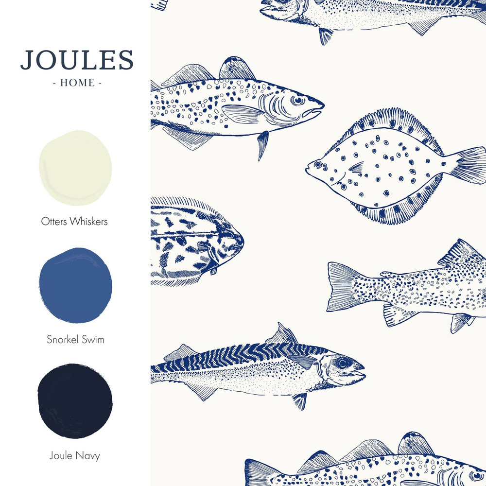 Joules Name The Plaice Coast Blue Wallpaper