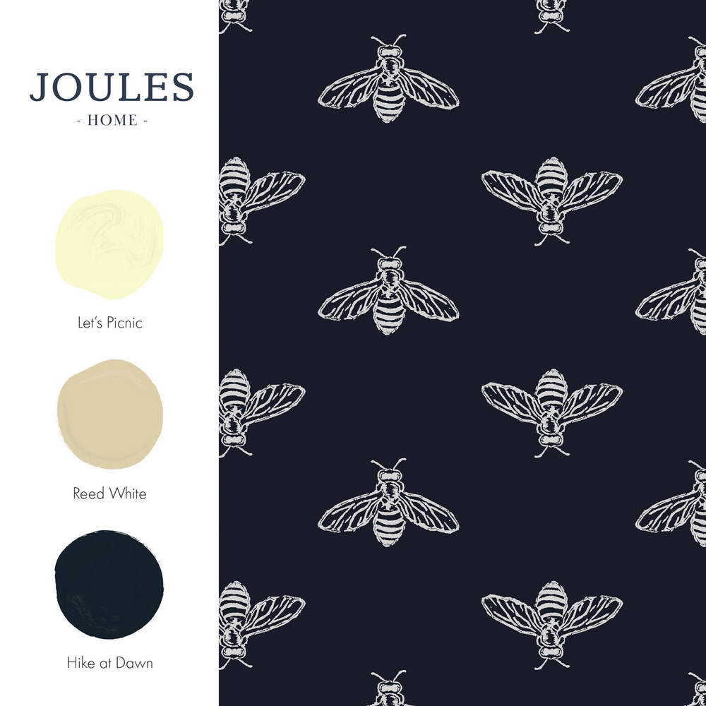 Joules Block Print Bee French Navy Wallpaper