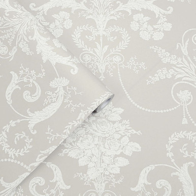 laura ashley josette white & dove grey wallpaper