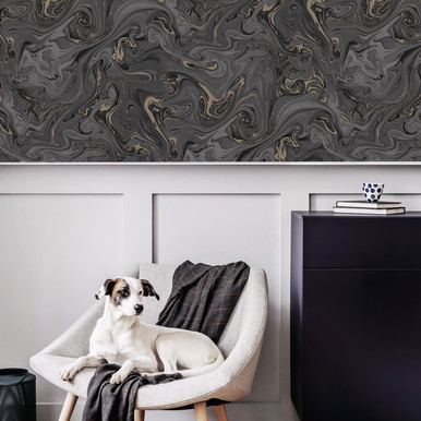 Liquid Black & Copper Wallpaper