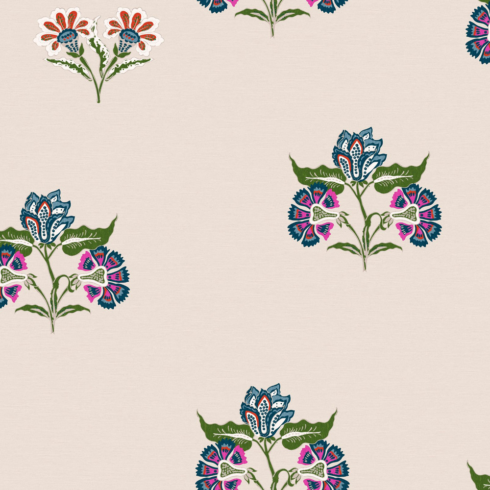 Joules Indienne Block Print Dawn Grey Wallpaper