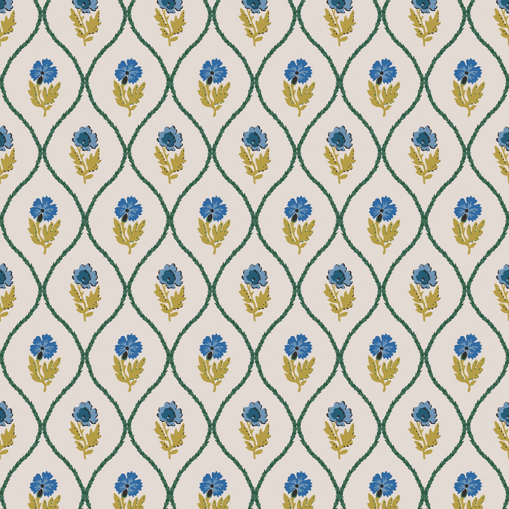 Joules Trellis Floral Creme Gold Wallpaper