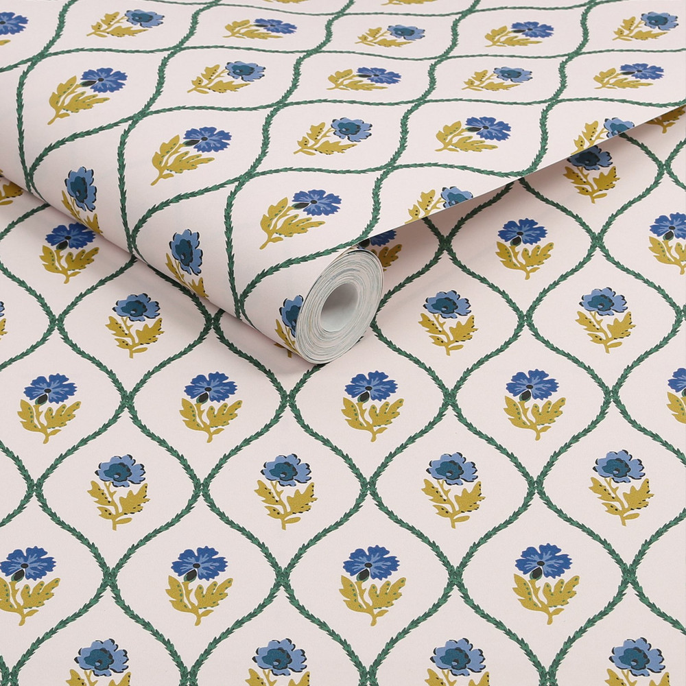 Joules Trellis Floral Creme Gold Wallpaper