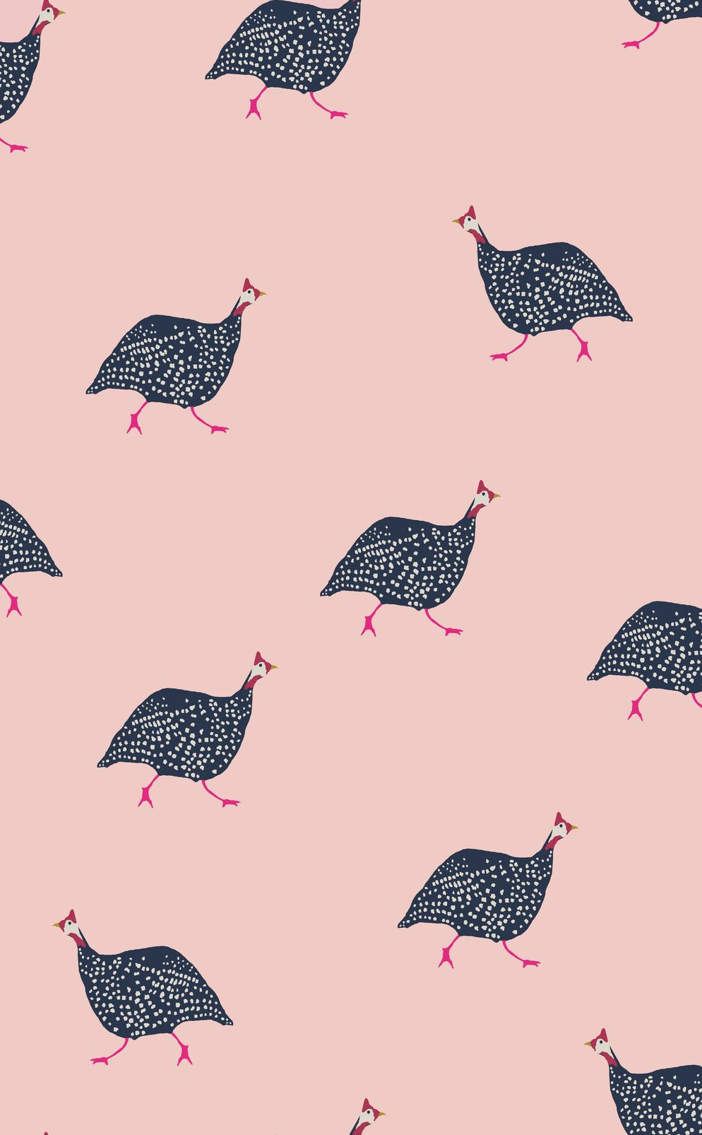 Joules Guinea Fowl Blush Pink Wallpaper