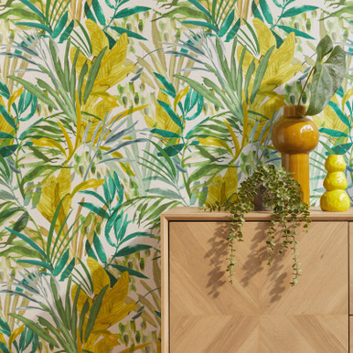 Next Wonderland Jungle Leaves Greens Wallpaper - 124905_ROOMSET_WONDERLAND JUNGLE LEAVES GREENS_02.jpg