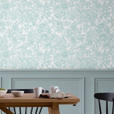Laura Ashley Louise Duck Egg Blue Wallpaper