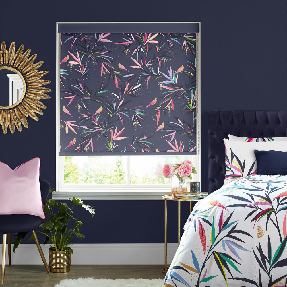 Bamboo Smokey Blue Roller Blind by Sara Miller