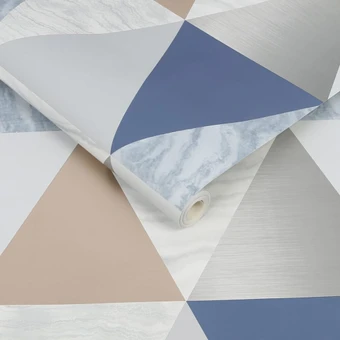 harlequin navy & rose gold wallpaper