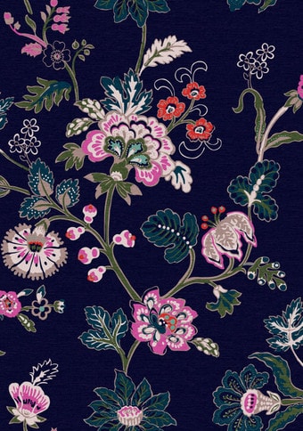 Joules Vine Cottage Floral Royal Navy Wallpaper