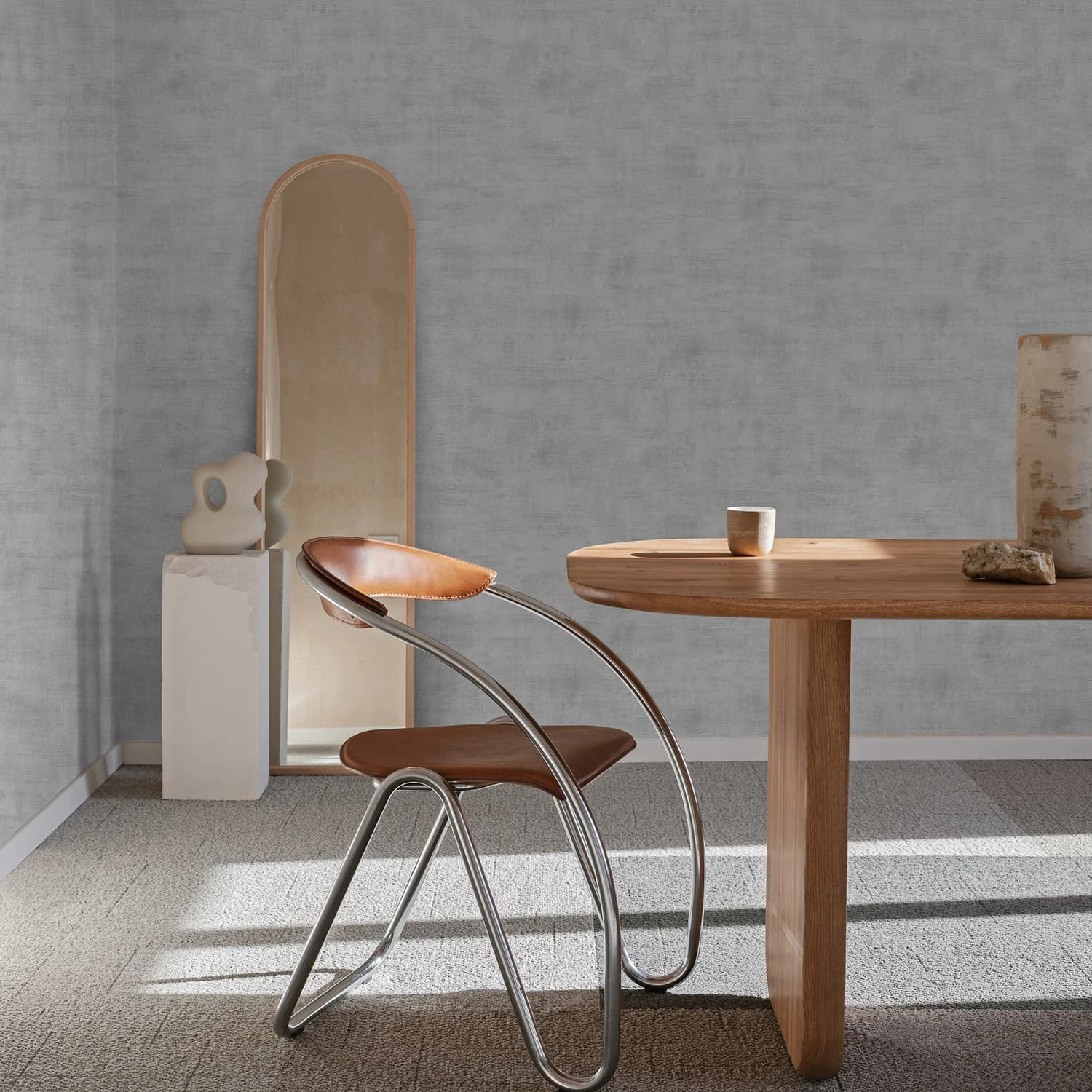 Suede Texture Grey Wallpaper