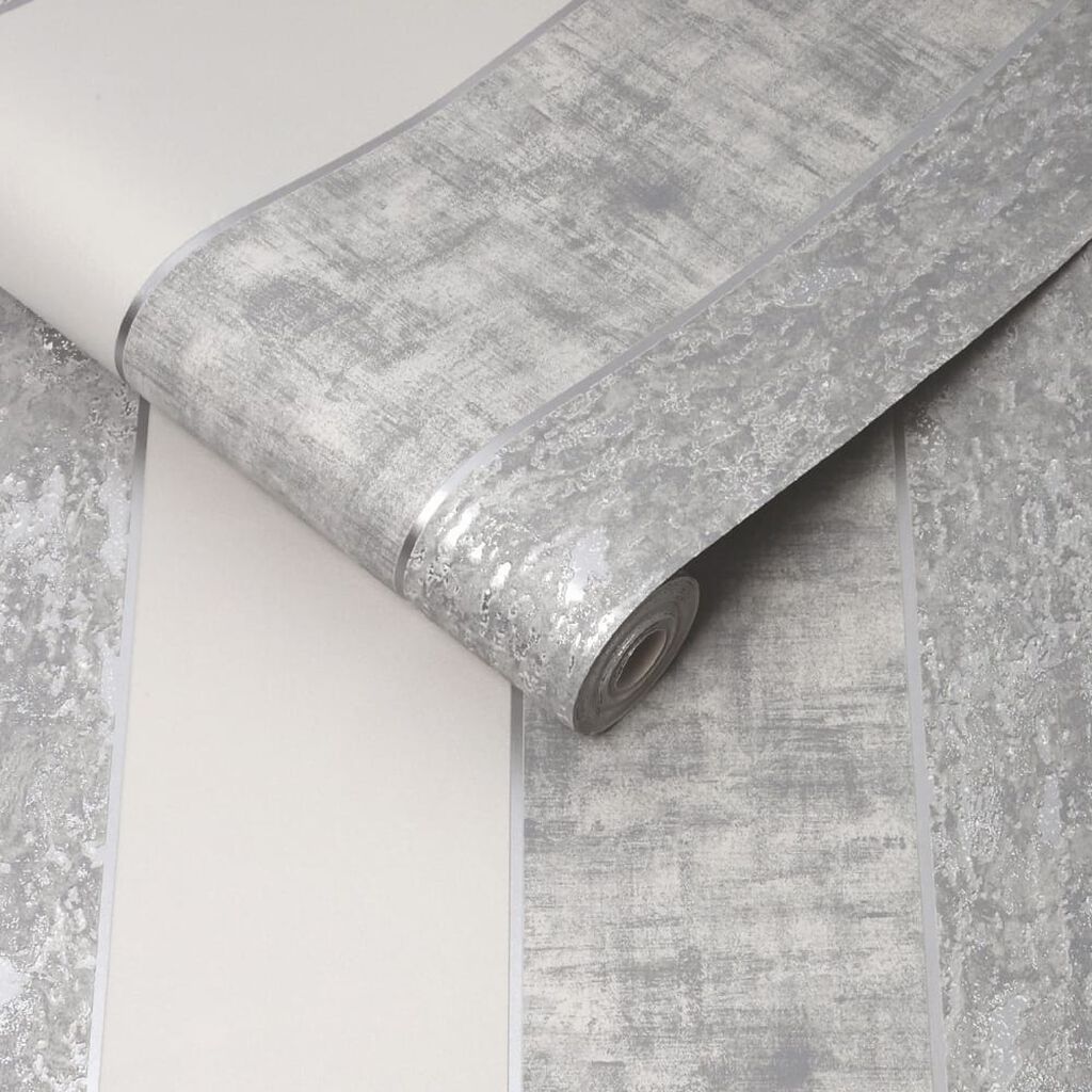 milan stripe silver wallpaper