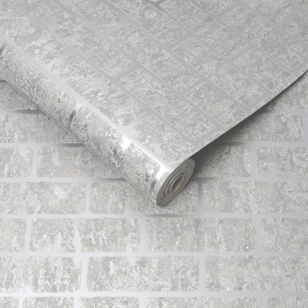 milan brick silver wallpaper