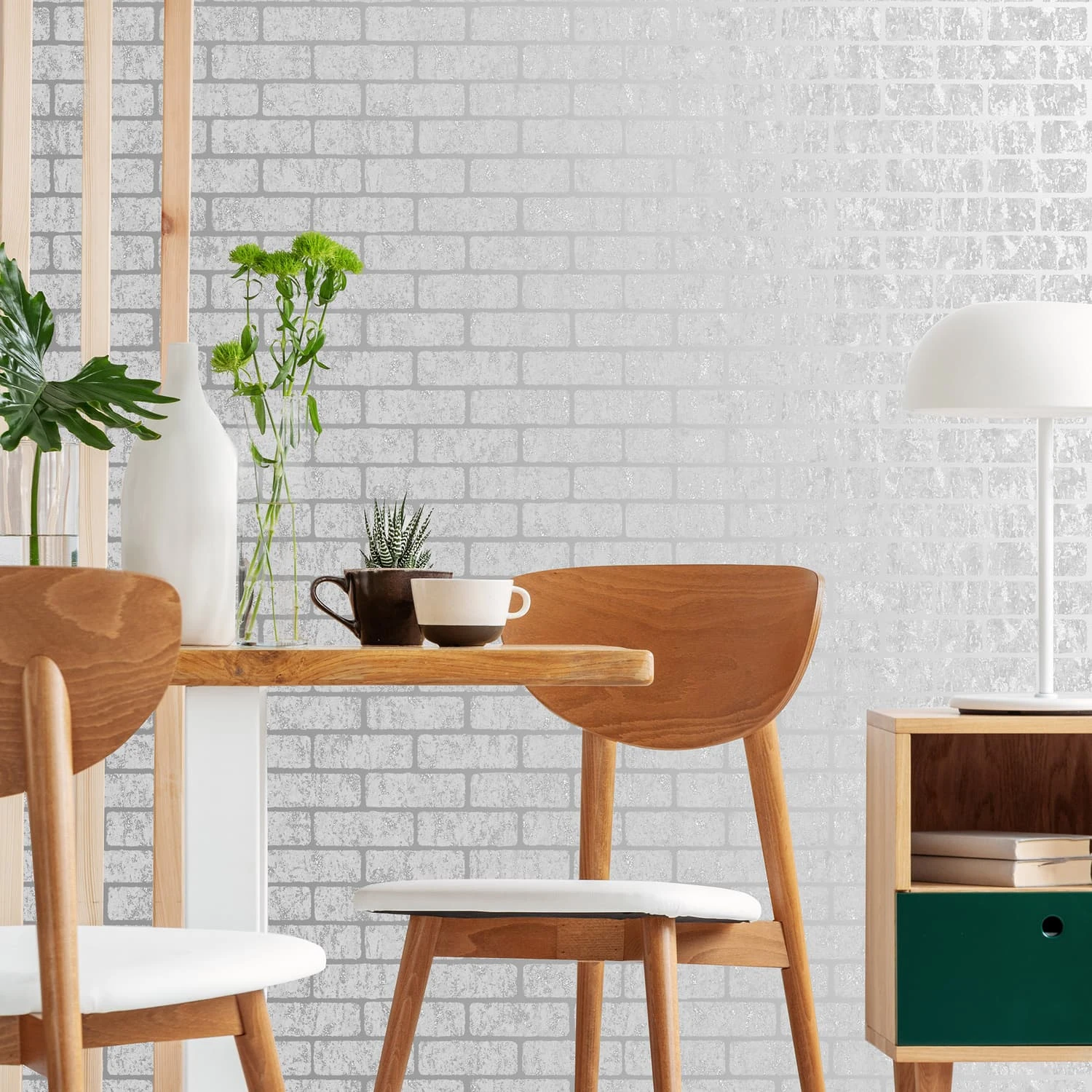 Milan Brick Silver Wallpaper