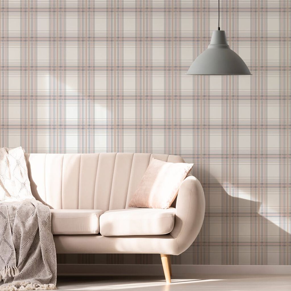 iona check pink wallpaper