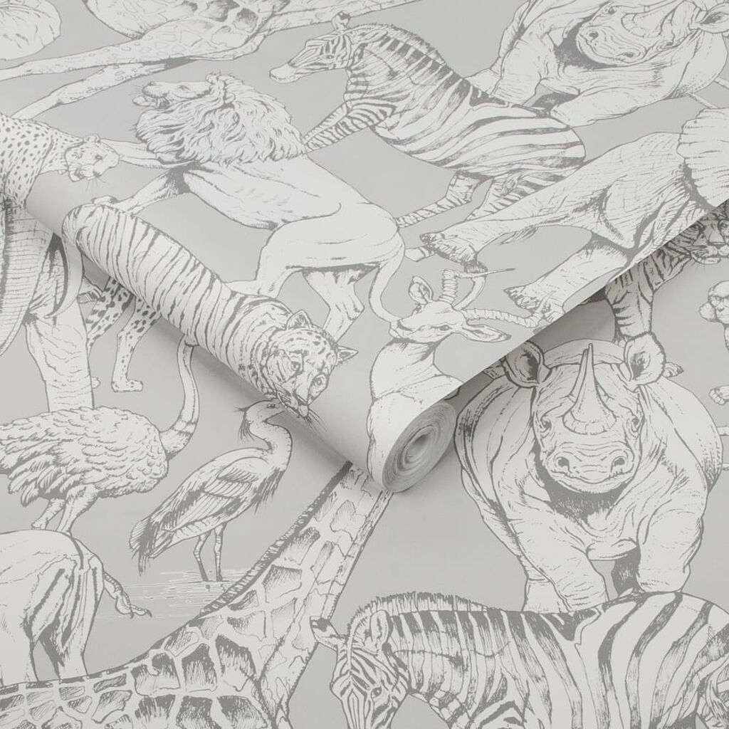 jungle animals grey wallpaper