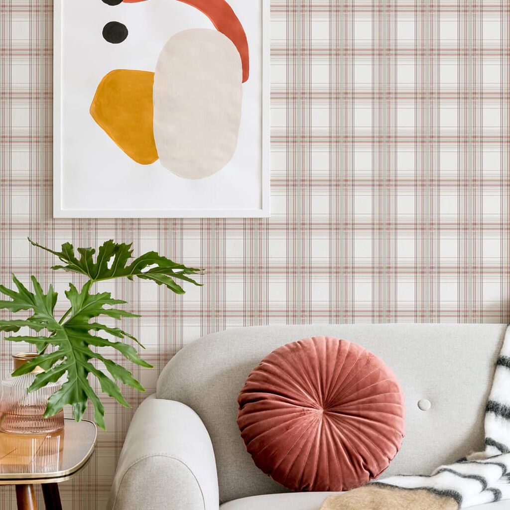 iona check burnt orange wallpaper