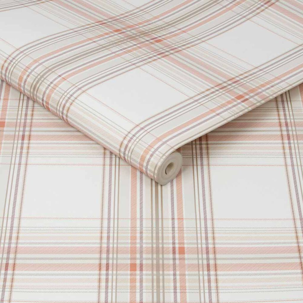 iona check burnt orange wallpaper