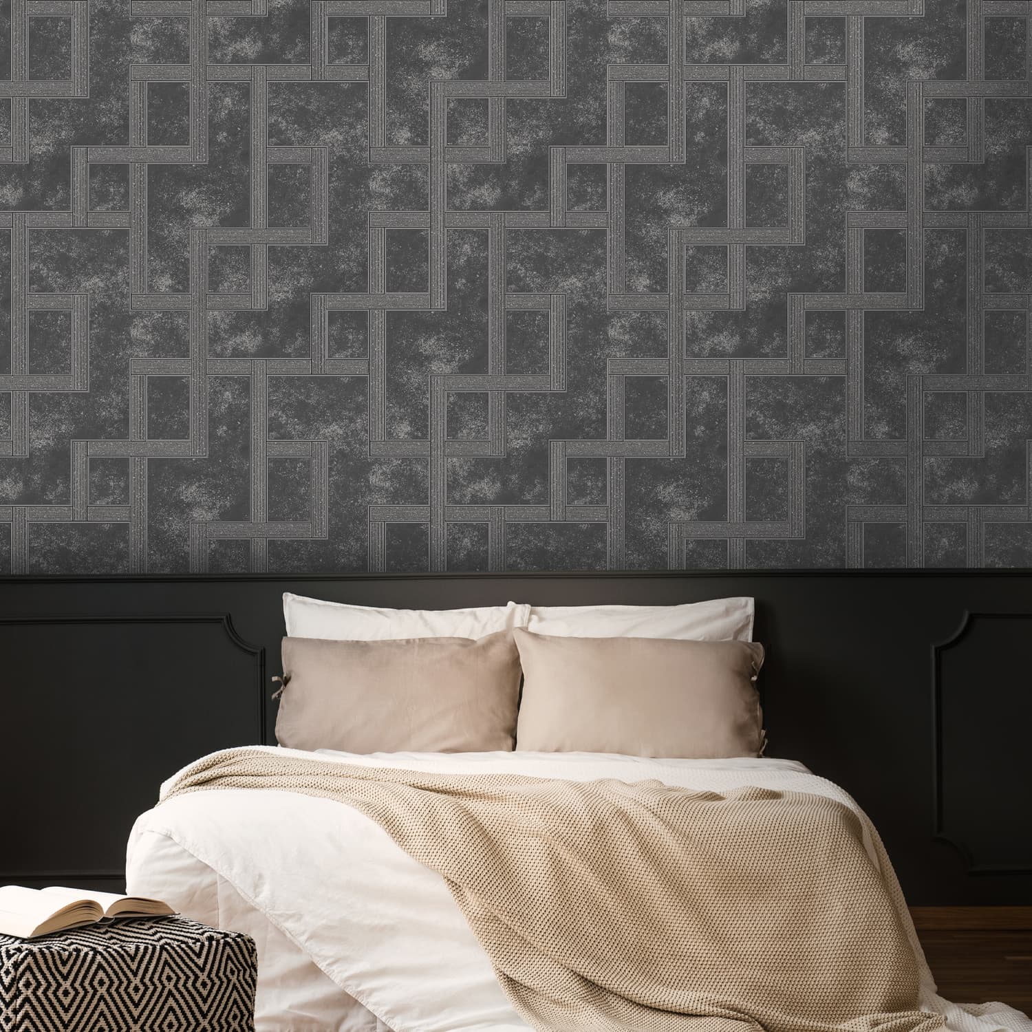 Gilded Greek Key Onyx Wallpaper