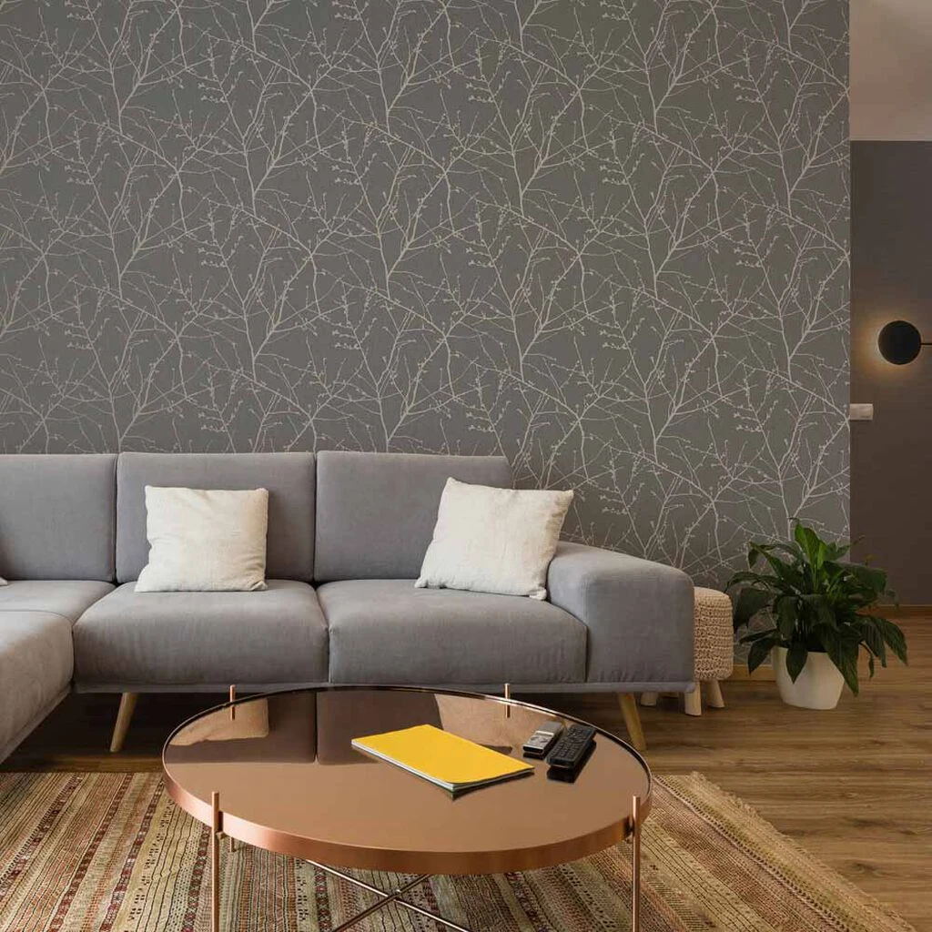 Innocence Charcoal & Copper Wallpaper