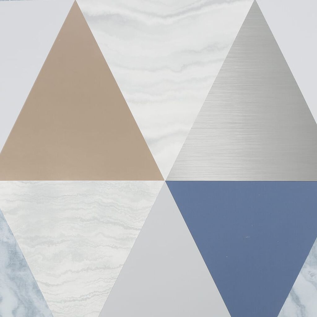 harlequin navy & rose gold wallpaper