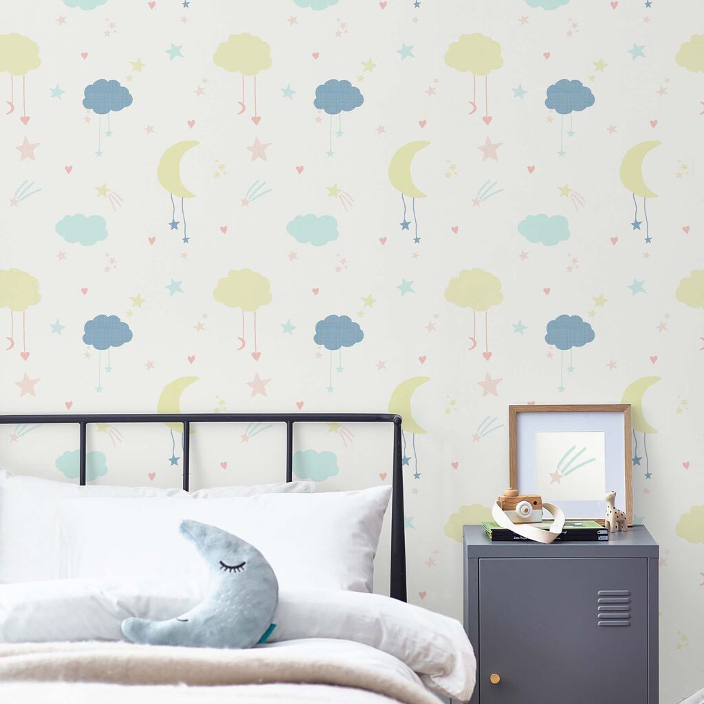 next moon & stars pastel wallpaper