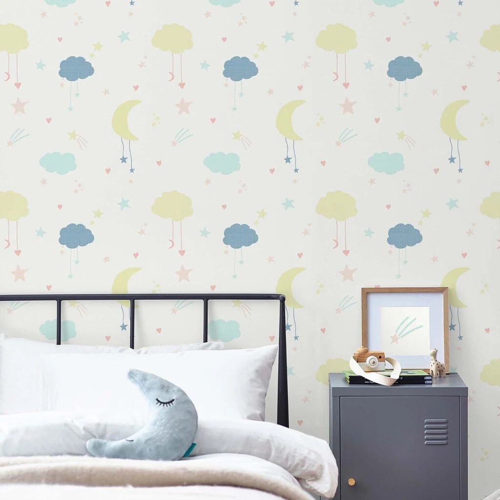 next moon & stars pastel wallpaper