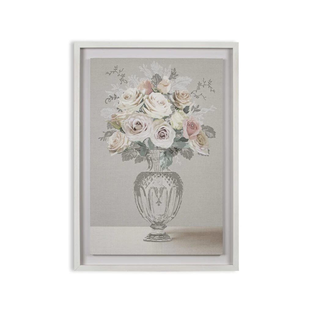Rose Bouquet Vase Framed Floating Canvas
