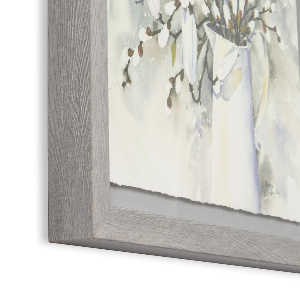 pussy willow in vase framed print