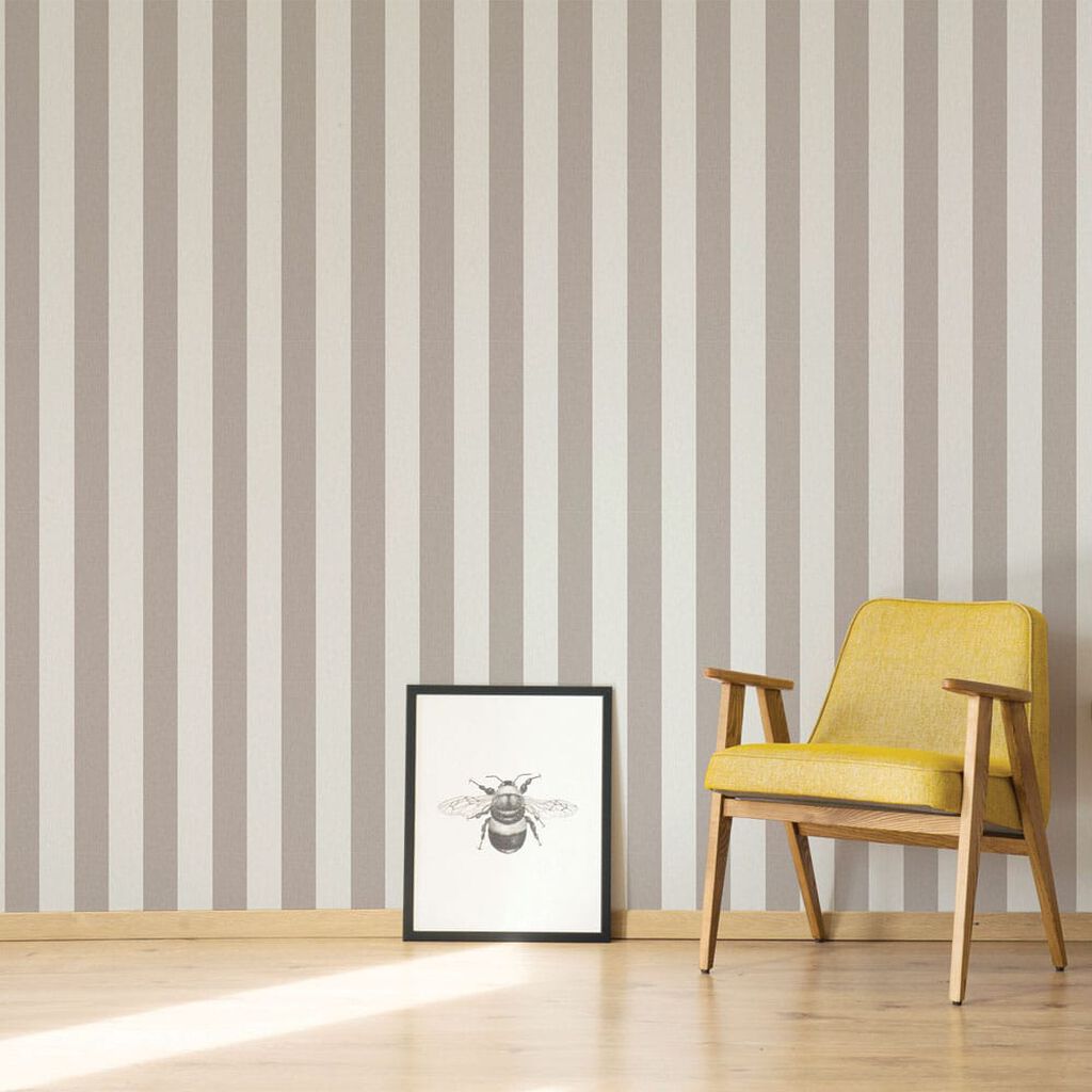 calico stripe natural wallpaper