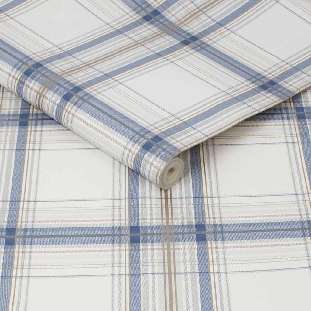 iona check navy wallpaper