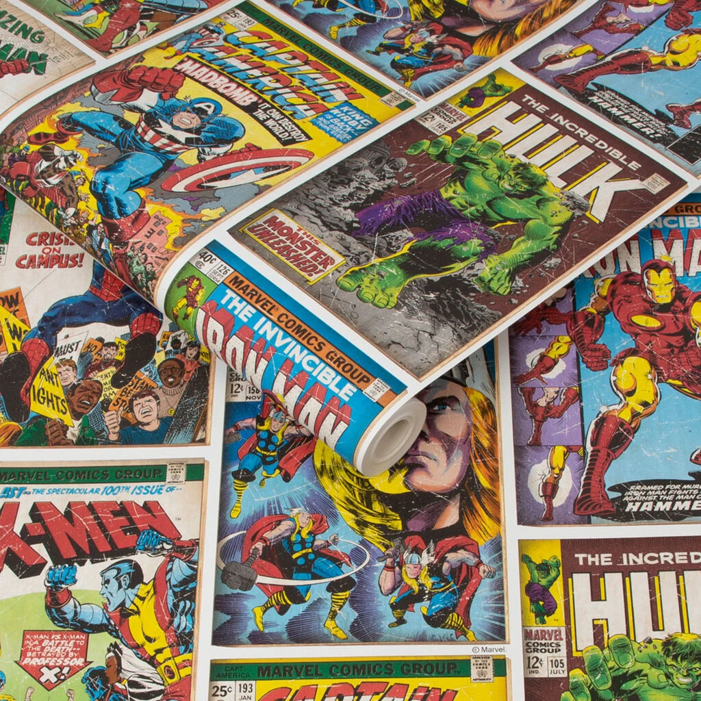 marvel action heroes multi-coloured wallpaper