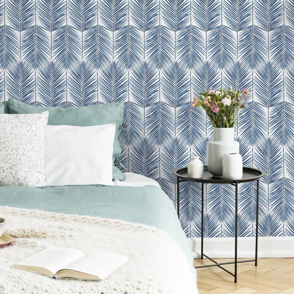 Transform Blue Palm Leaves Wallpaper