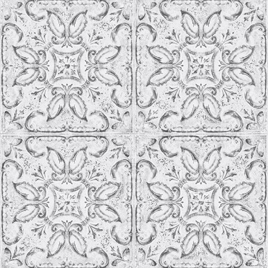 contour vintage tin tile white wallpaper