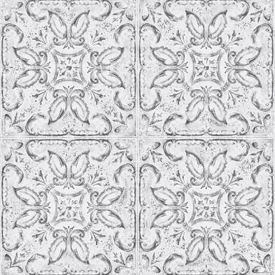 contour vintage tin tile white wallpaper