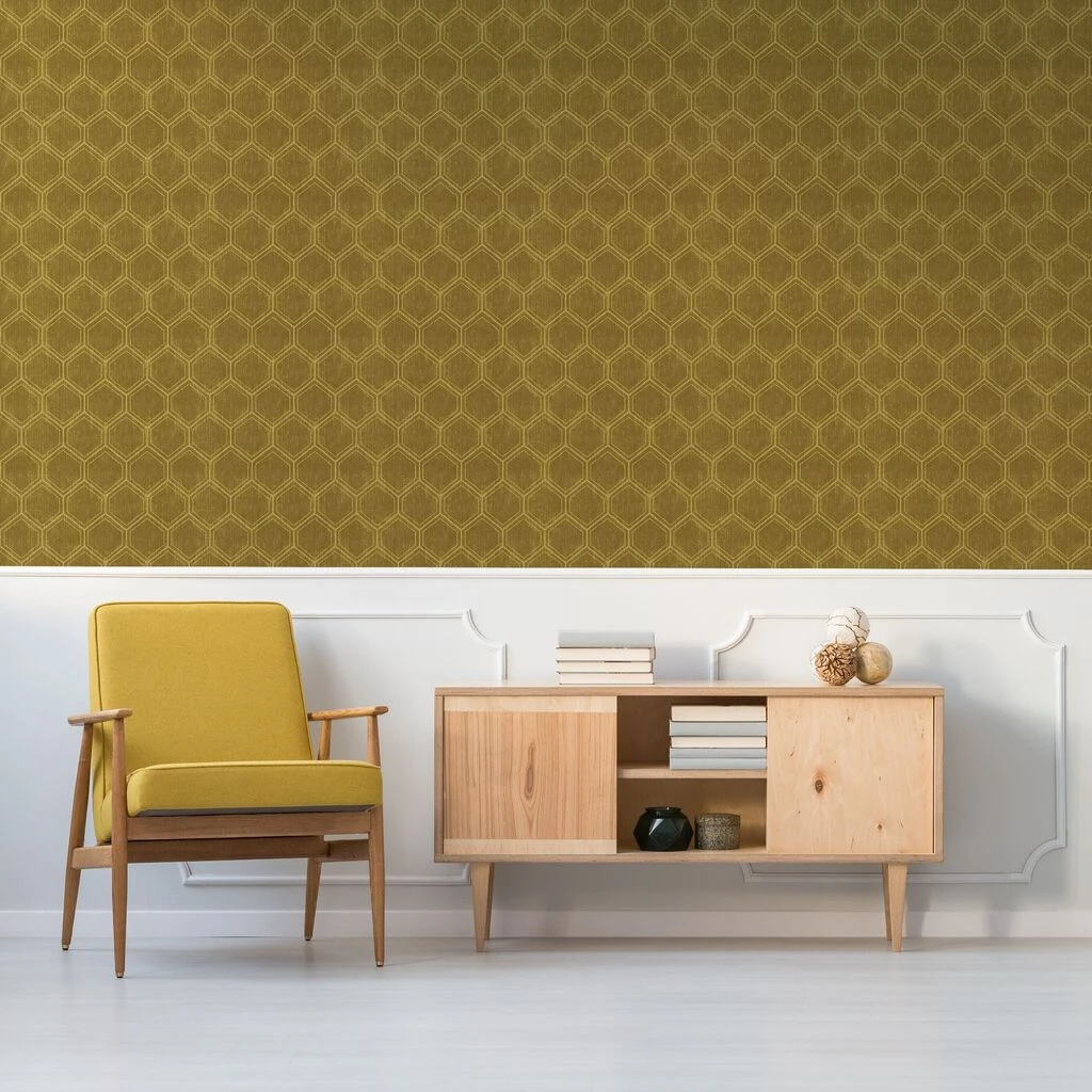 hexagon ochre geometric wallpaper