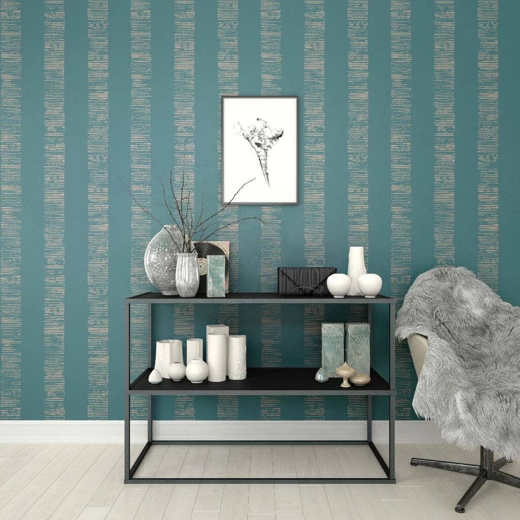 Mara Stripe Turquoise Wallpaper