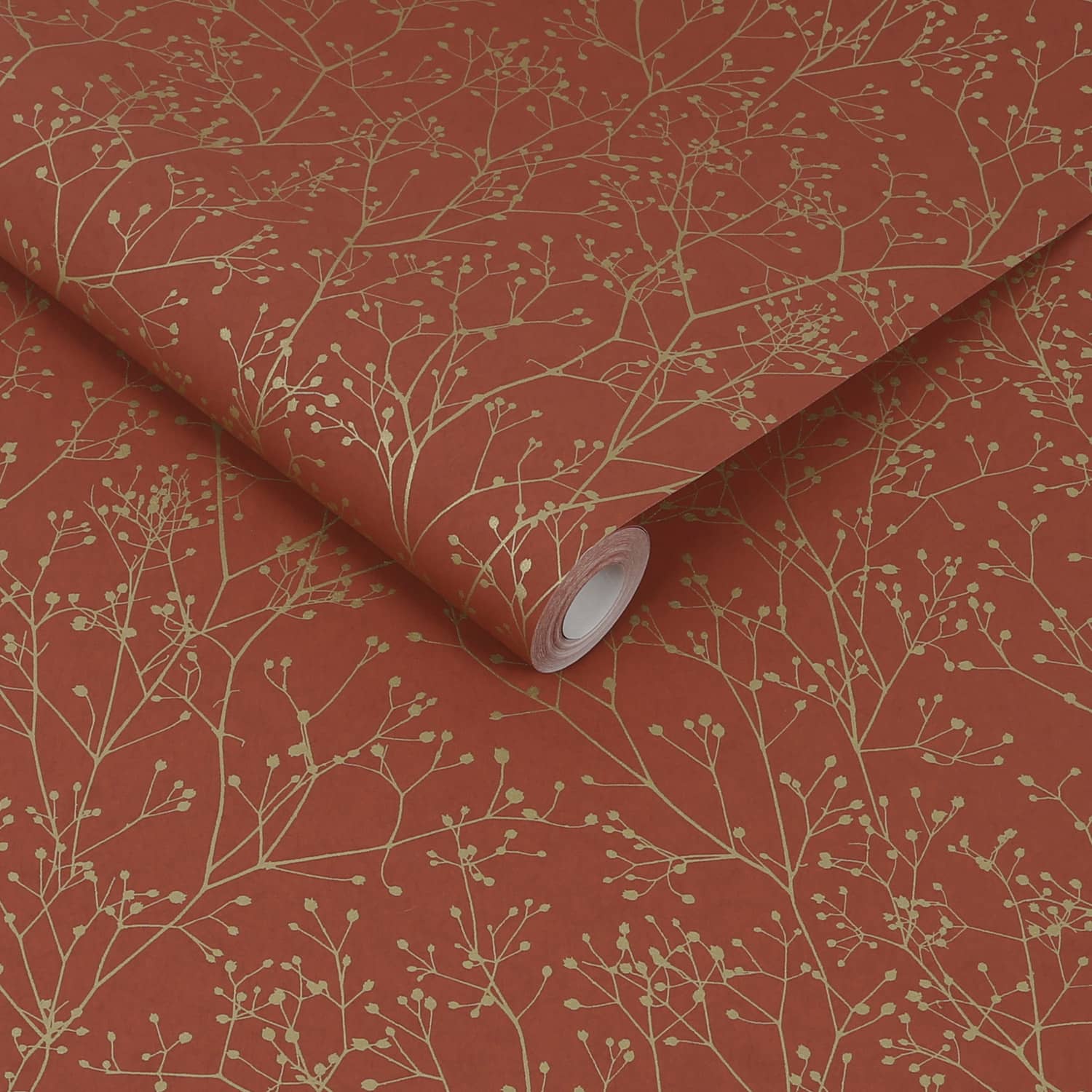 Gypsophila Paprika & Gold Wallpaper