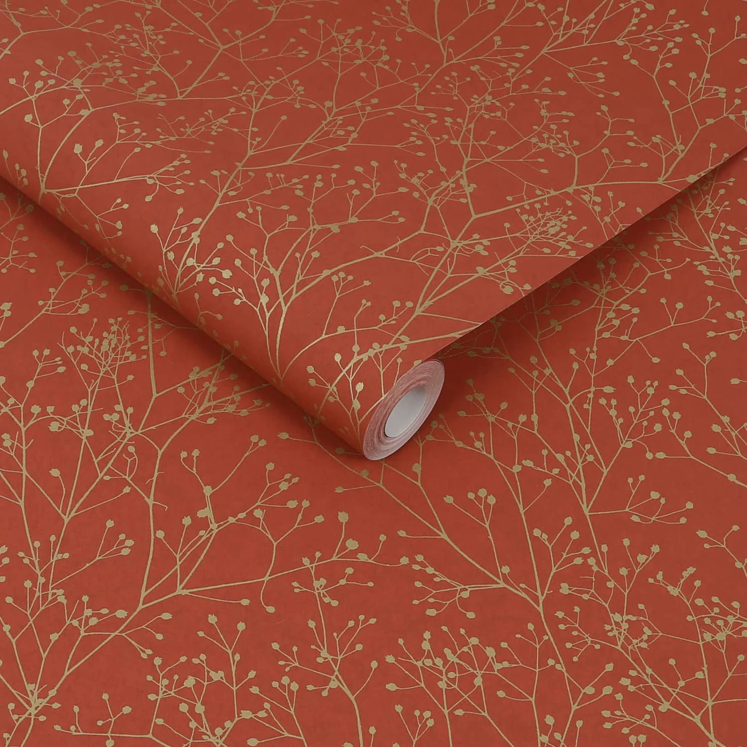 Gypsophila Paprika & Gold Wallpaper