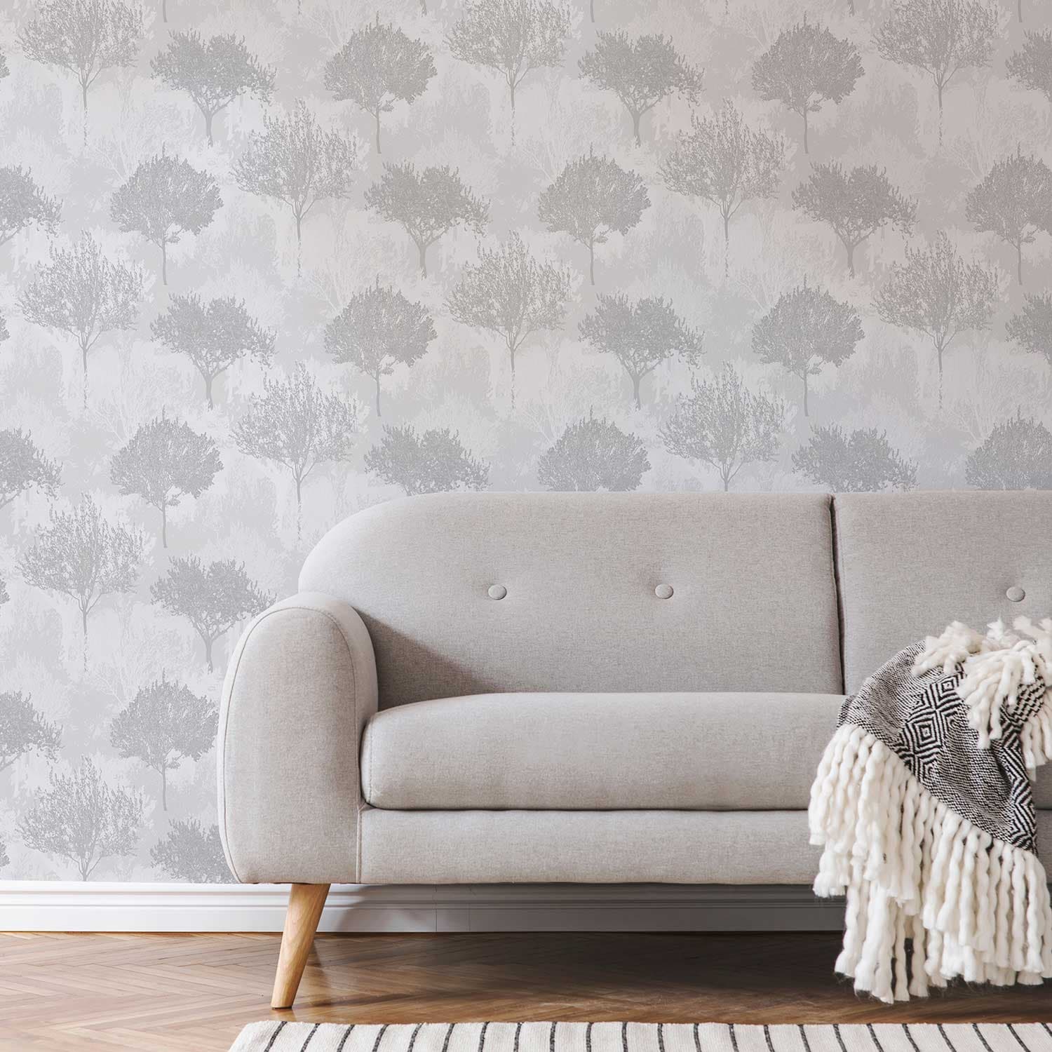 Birch Silver Wallpaper