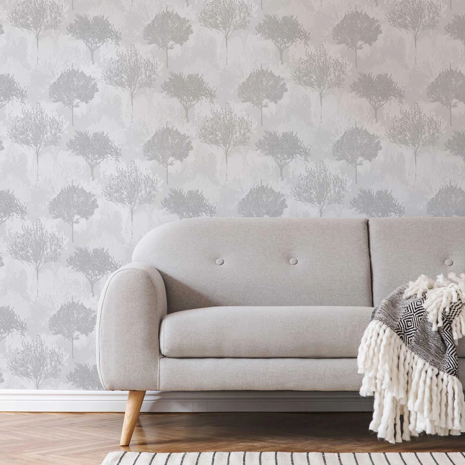 Birch Silver Wallpaper