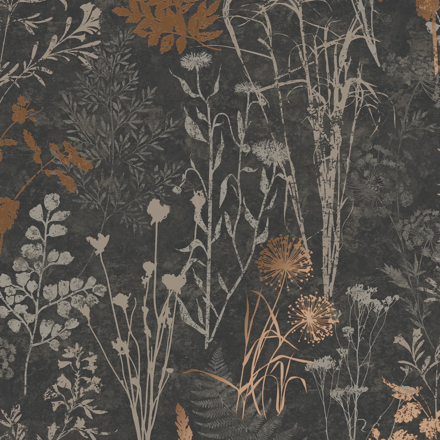 Organics Black And Copper Wallpaper