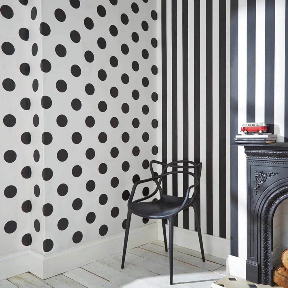 Transform Peel and Stick Dots Black Self-Adhesive Wallpaper