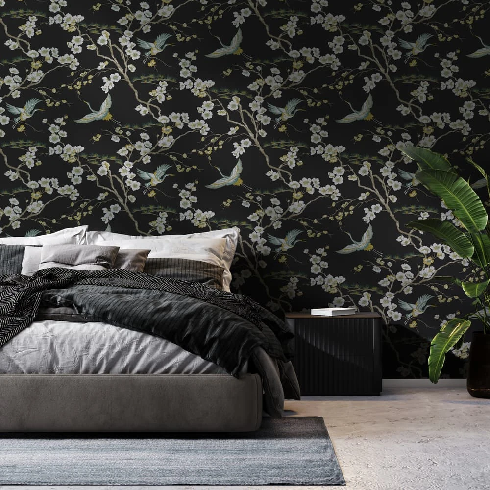 Transform Peel and Stick Heron Black Self-Adhesive Wallpaper