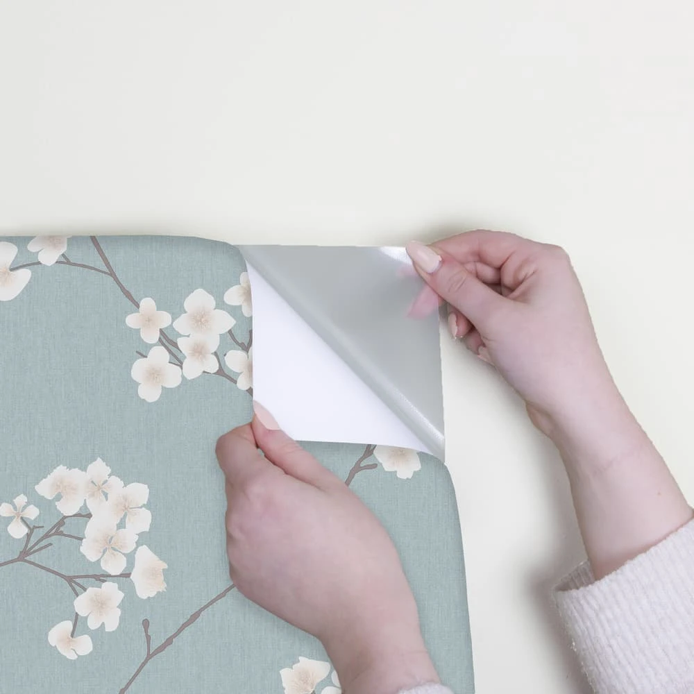 Transform Peel and Stick Blossom Blue Self-Adhesive Wallpaper