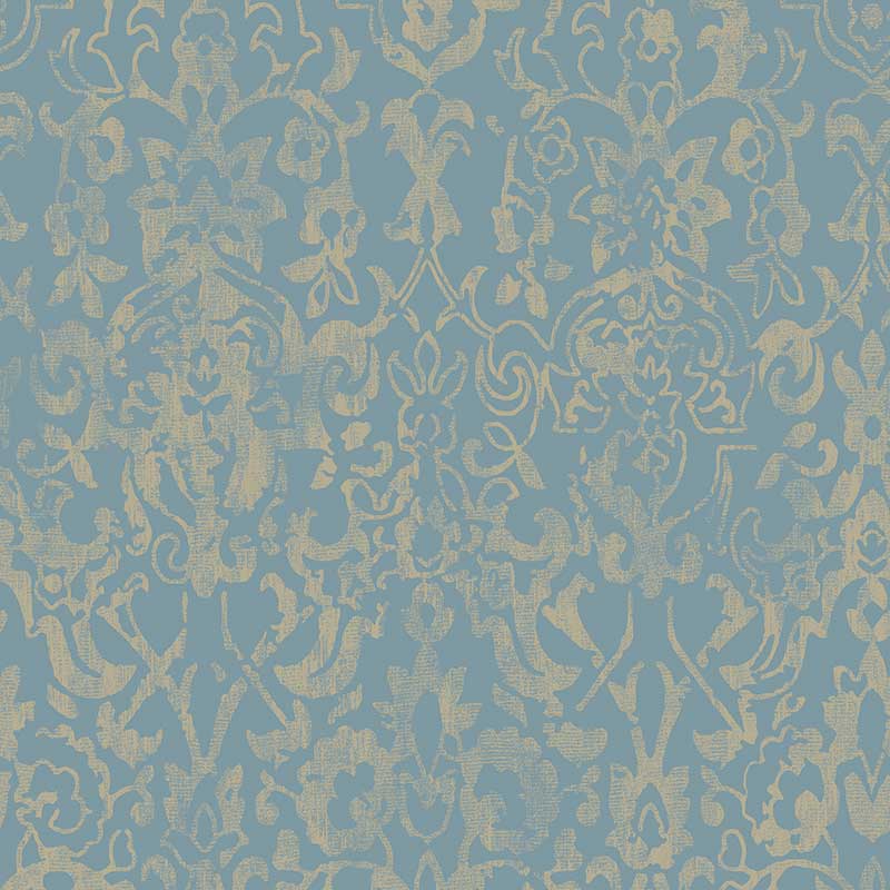 Majestic Damask Blue Wallpaper