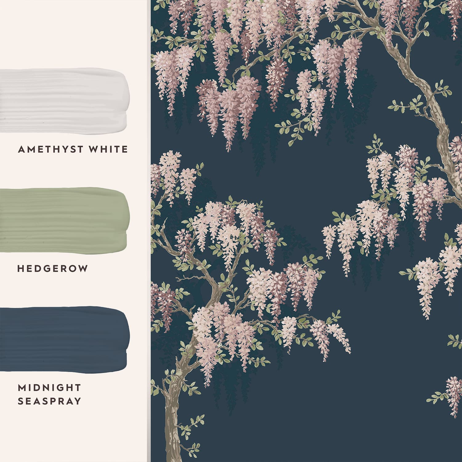 Laura Ashley Wisteria Garden Midnight Seaspray Bespoke Mural