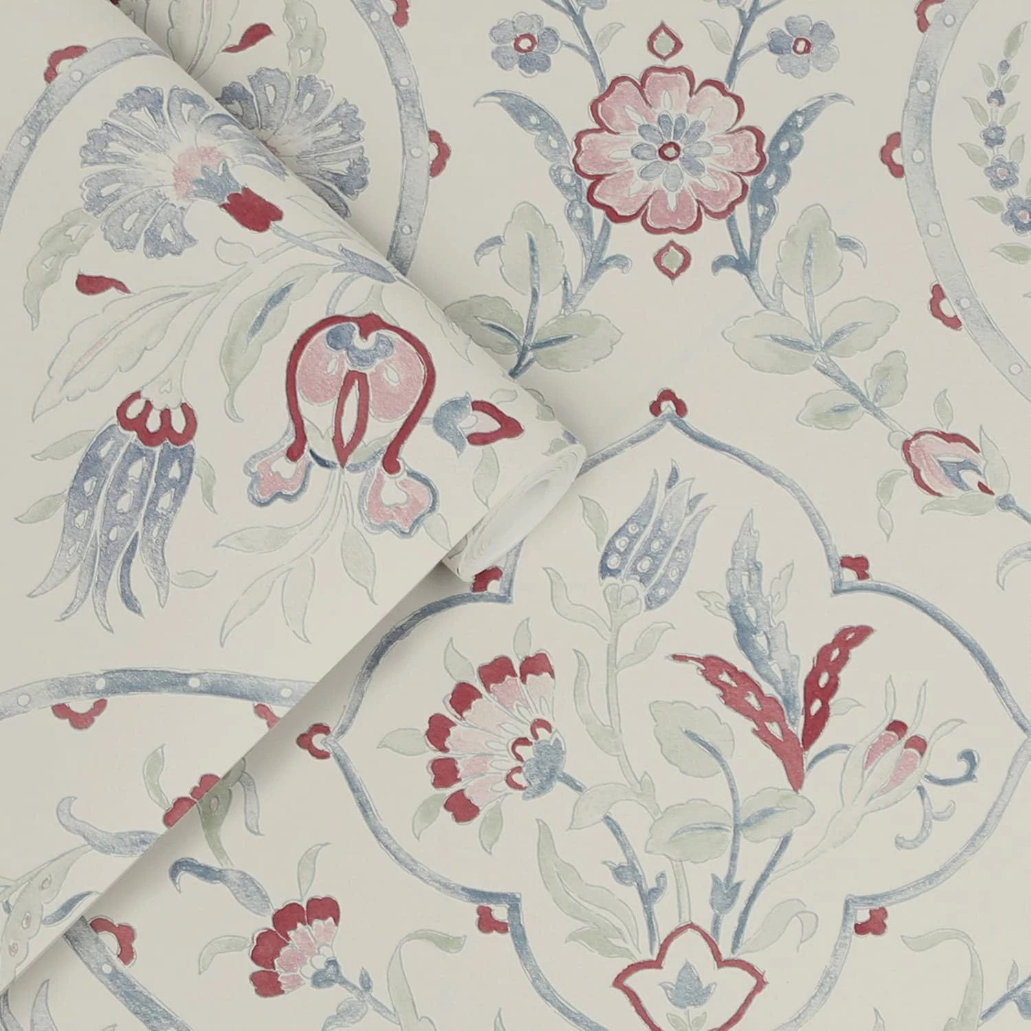 Laura Ashley Foscot Damask Crimson Red Wallpaper